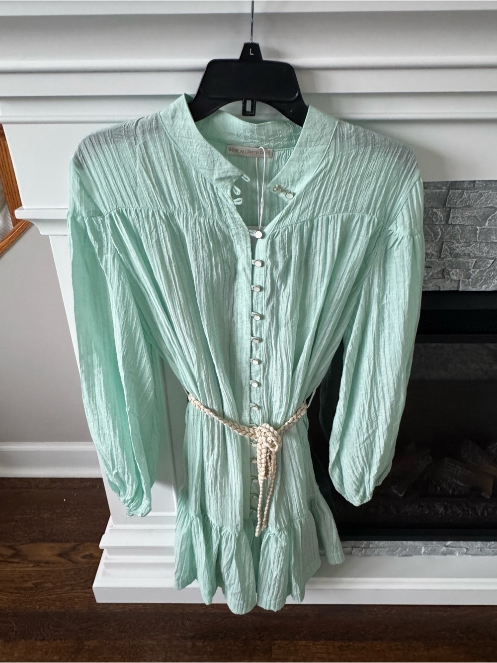 Mixology Stacey Dress Mint Green Braided Belt Satin slip We’re all pretty girls